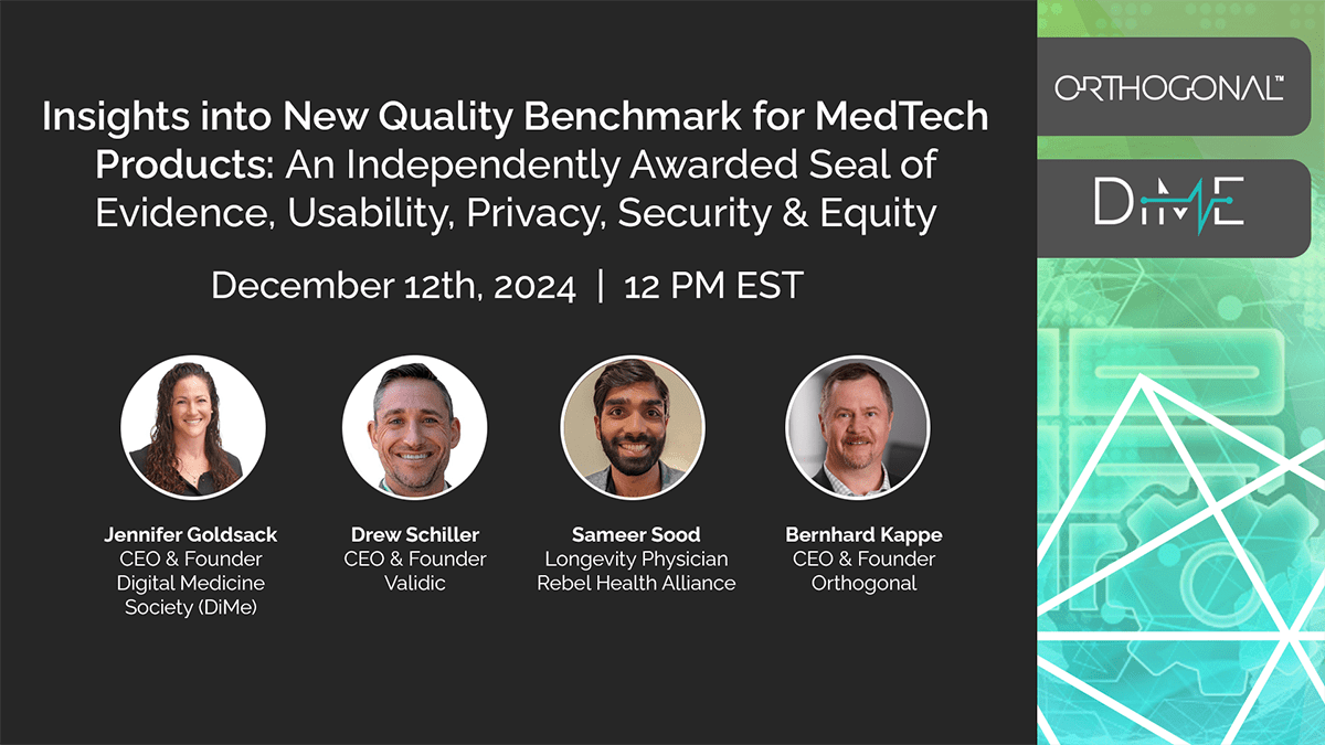 Insights into New Quality Benchmark for MedTech Products: An Independently Awarded Seal of Evidence, Usability, Privacy, Security & Equity